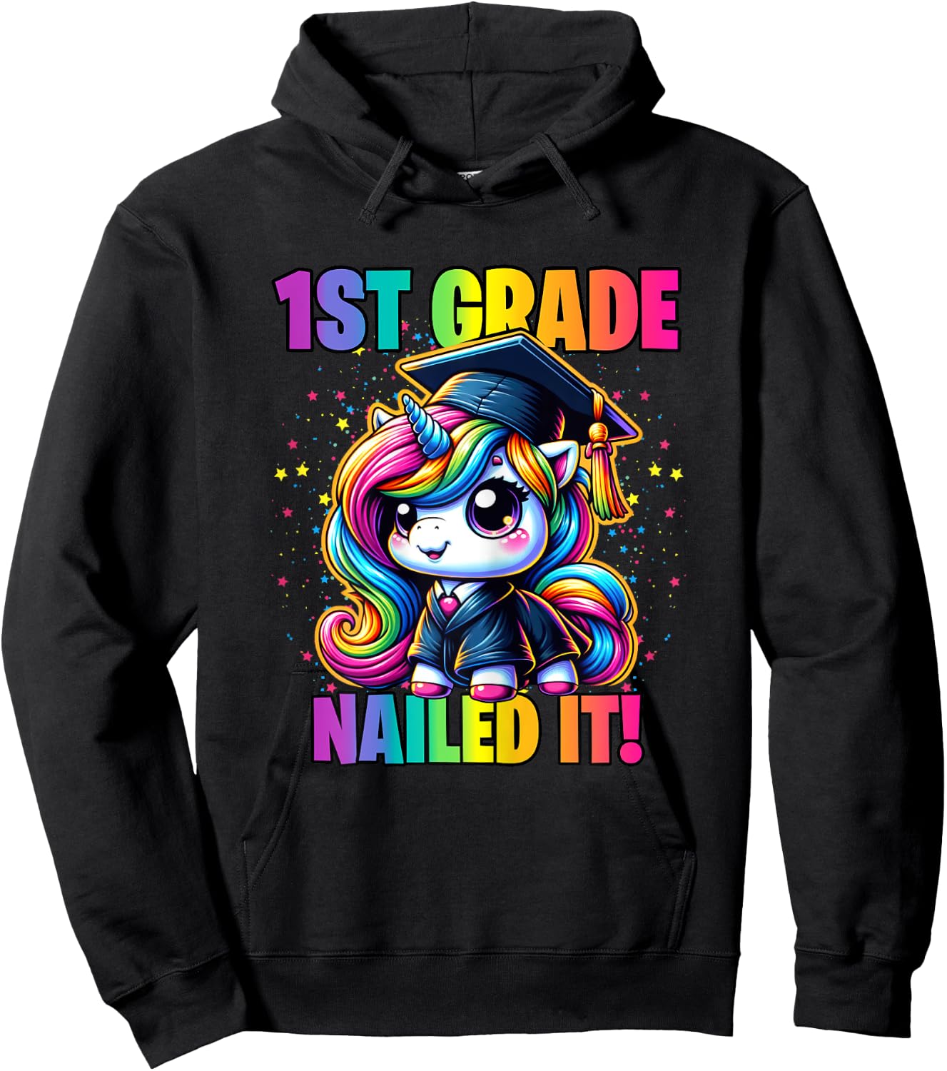 Graduation 1st Grade Unicorn Nailed It Girls Grad Magical Hoodie - Hoodie | Black