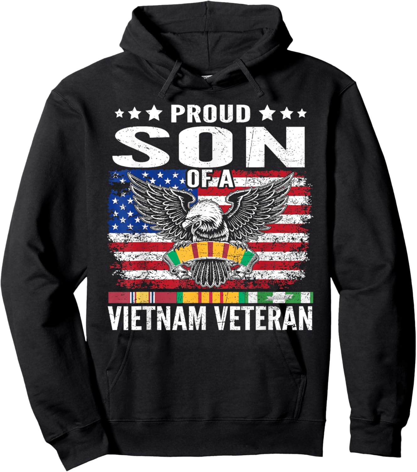 Proud Son Of A Vietnam Veteran Family Matching Hoodie - Hoodie | Black