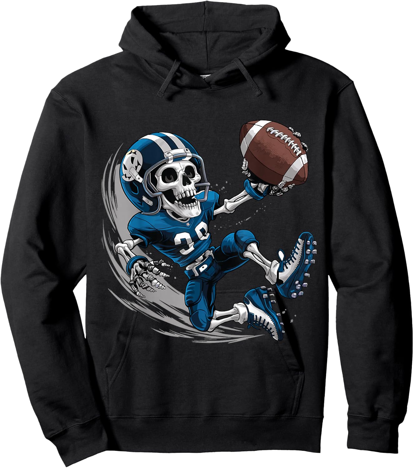 American Football Skeleton Halloween Men Boys Football Fan Hoodie - Hoodie | Black