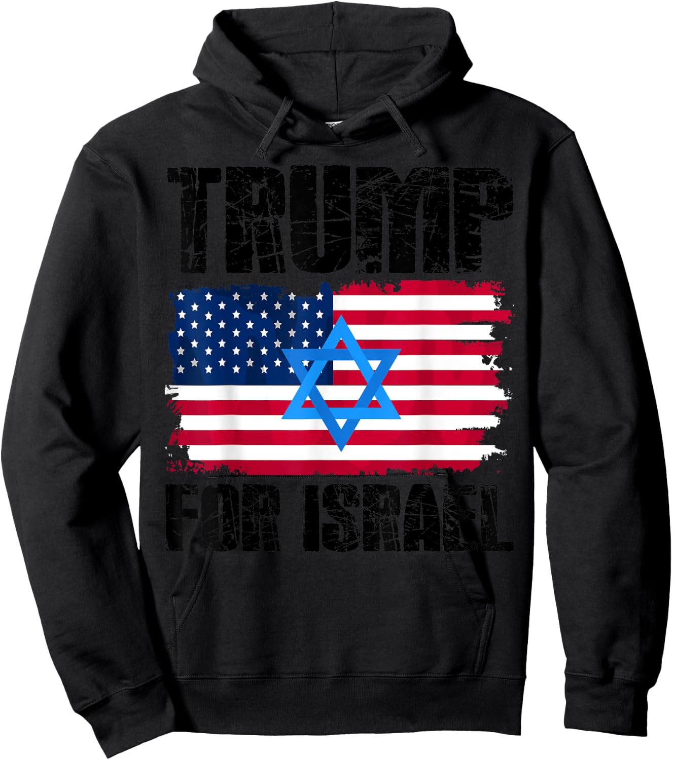 Trump For Israel Jewish American Flag Star Of David Hoodie - Hoodie | Black