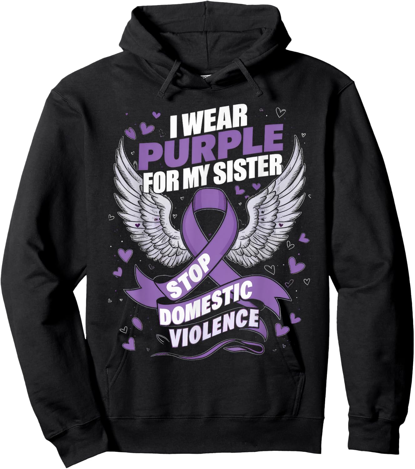 I Wear Purple For My Sister Gift Domestic Violence Awareness Hoodie - Hoodie | Black