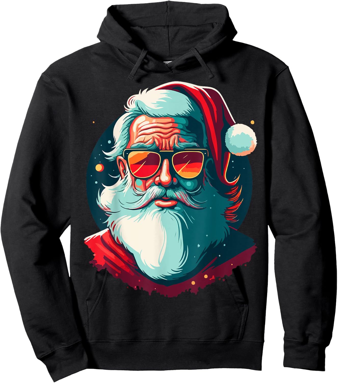 Santa Face Retro Sunglasses Christmas Xmas Men Women Hoodie - Hoodie | Black