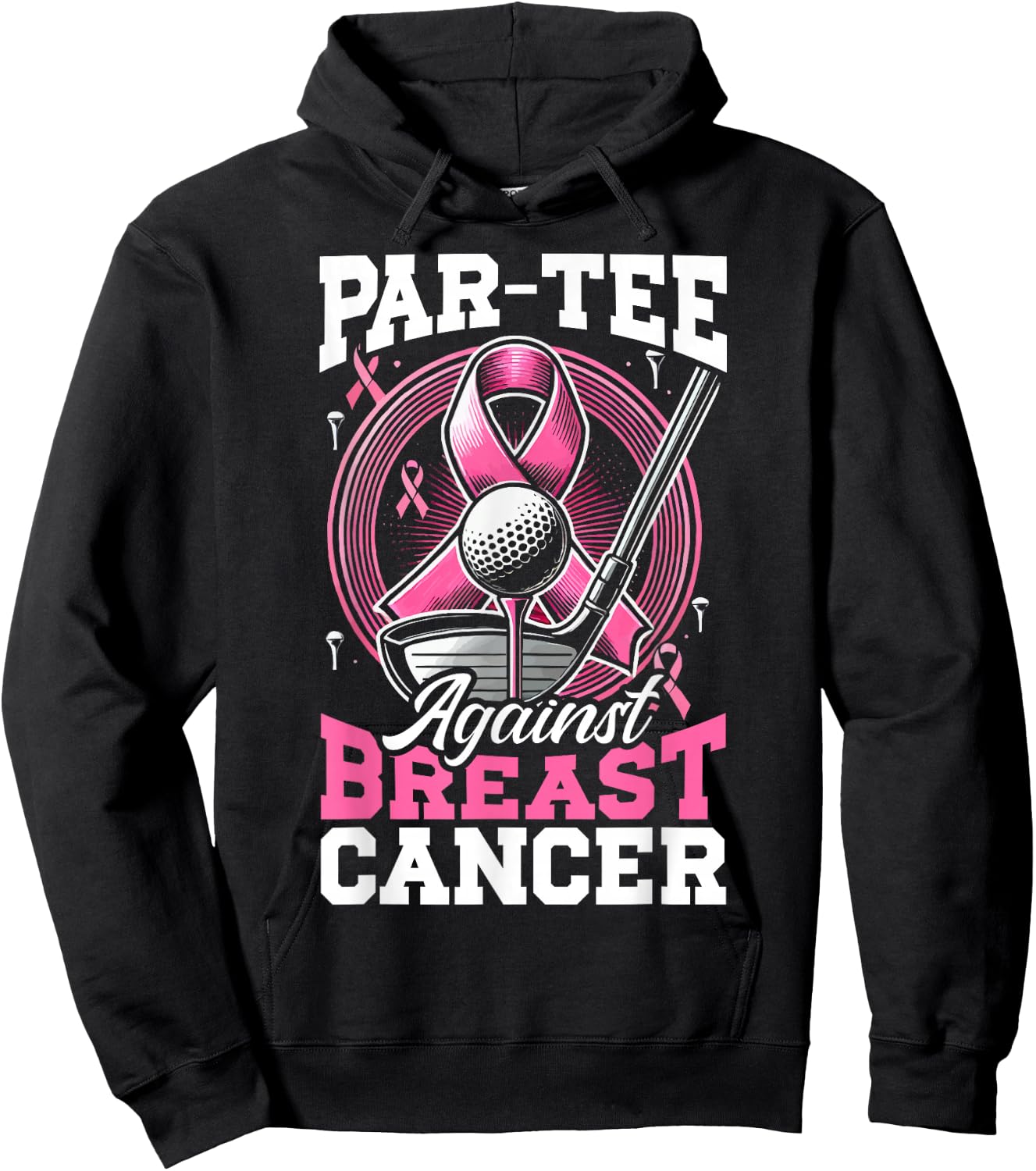 Golf Breast Cancer Awareness Month Golfer Pink Ribbon Hoodie - Hoodie | Black
