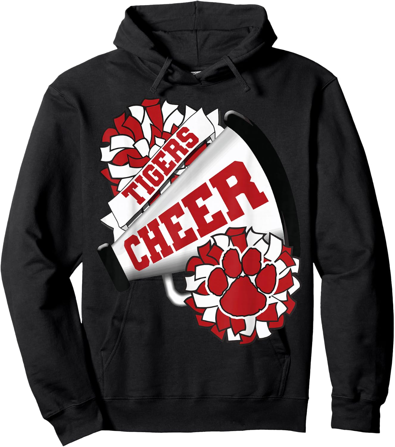 Tigers Cheerleading Back To School Cheer Team Spirit Red Hoodie - Hoodie | Black