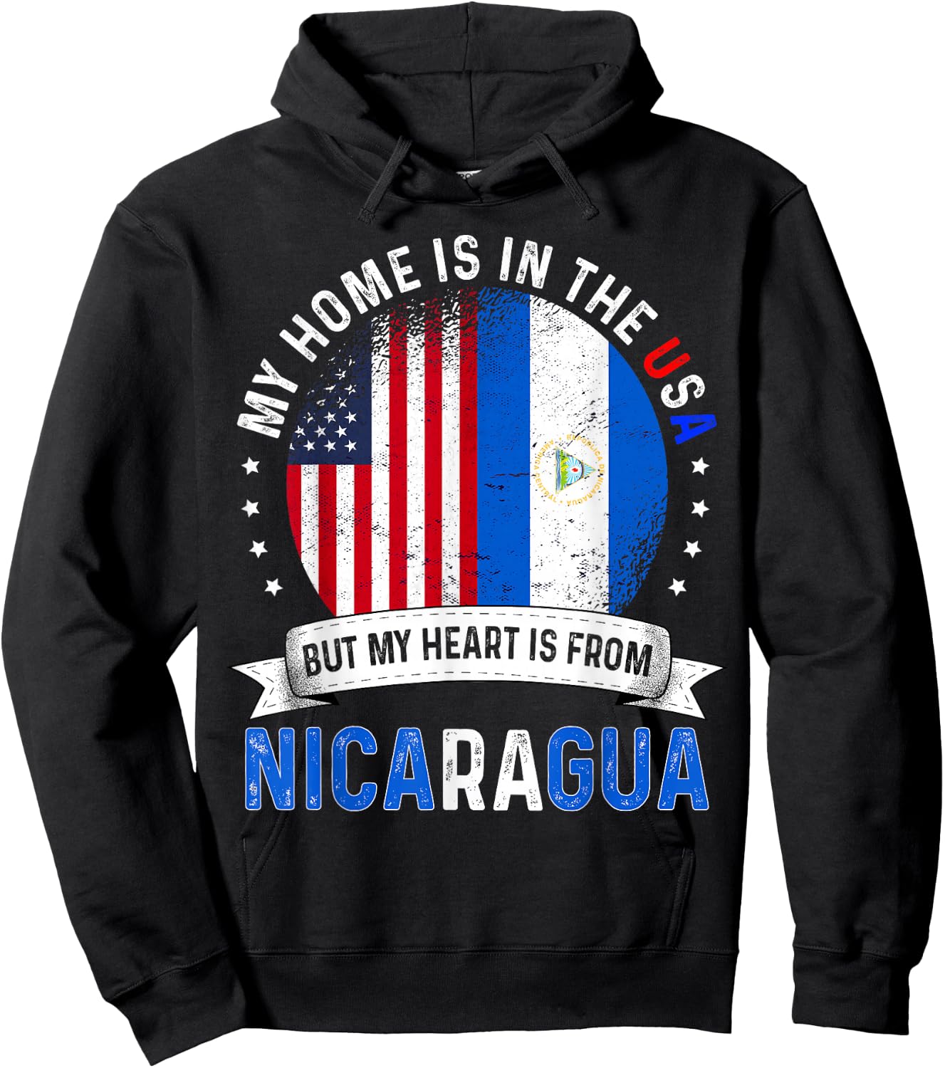 Nicaraguan American Patriot Heart is from Nicaragua Flag Hoodie - Hoodie | Black