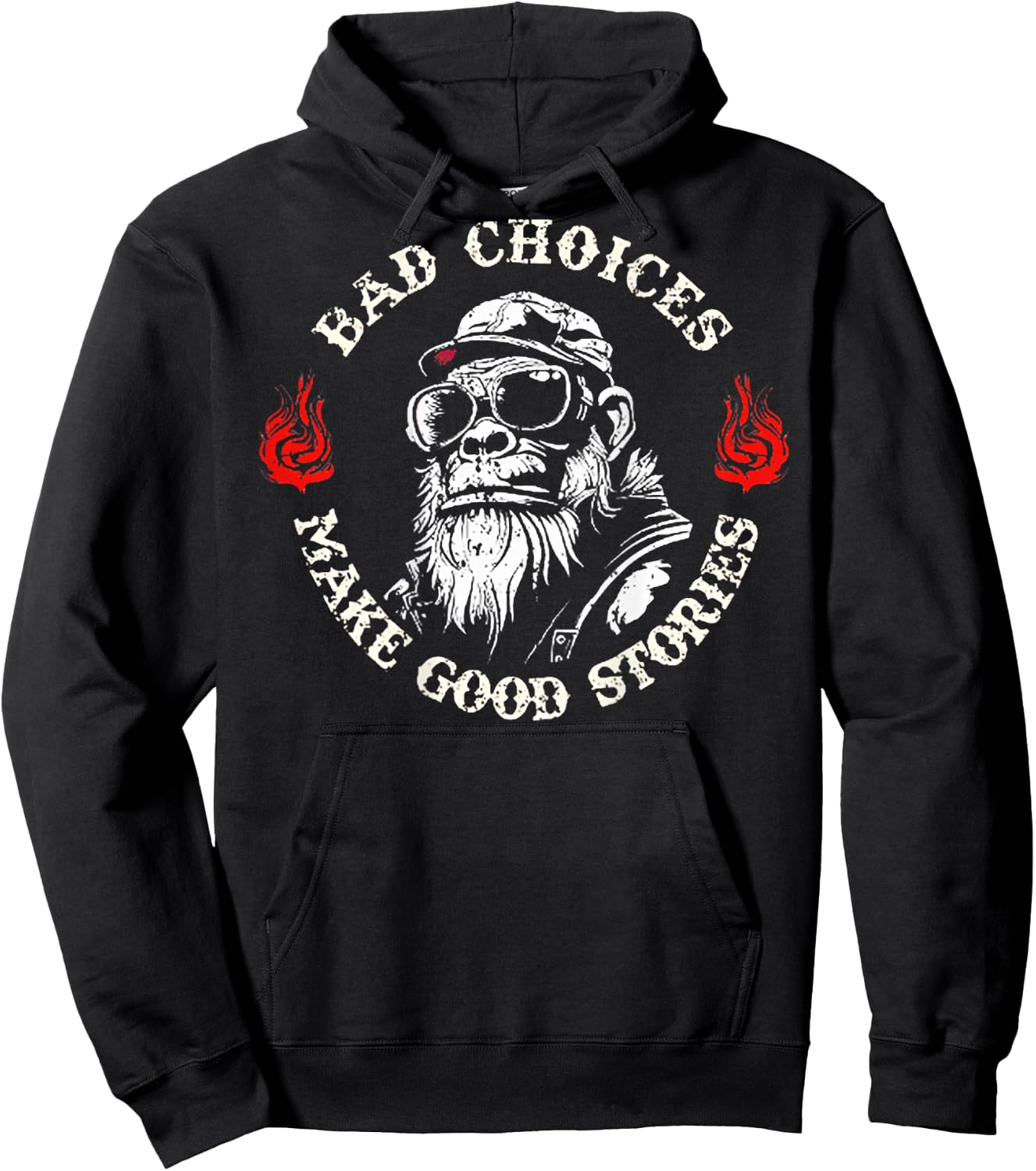 Monkey Bad Choices Make Good Stories (on Back) Hoodie - Hoodie | Black