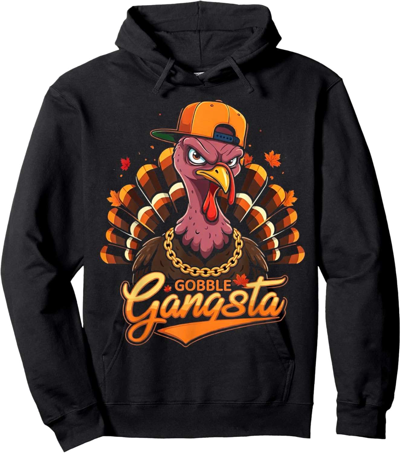Thanksgiving Gangster Turkey Gobble Gangsta Cool Turkey Fun Hoodie - Hoodie | Black