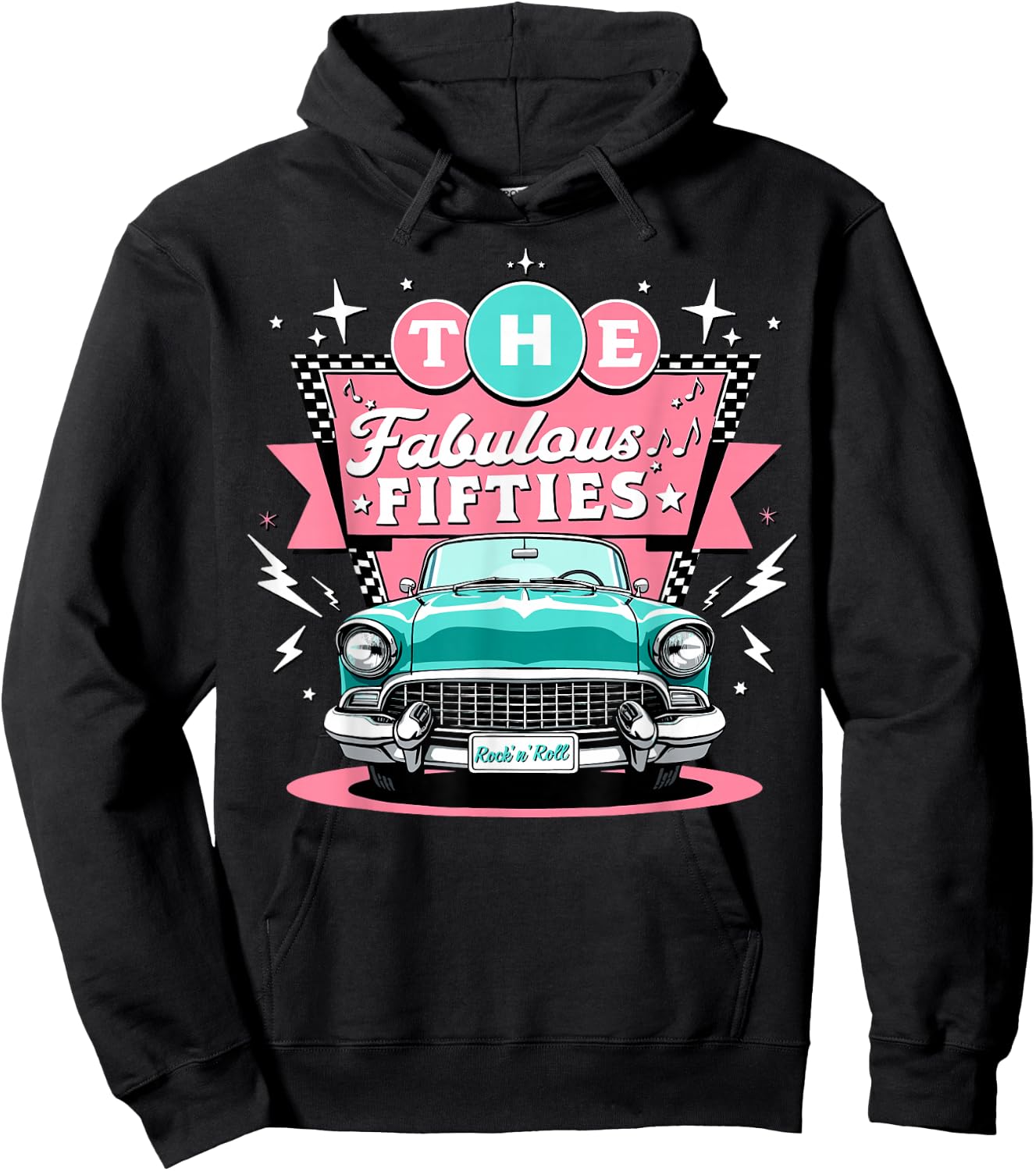 The Fifties 1950s Car Music Sock Hop Rockabilly Hoodie - Hoodie | Black