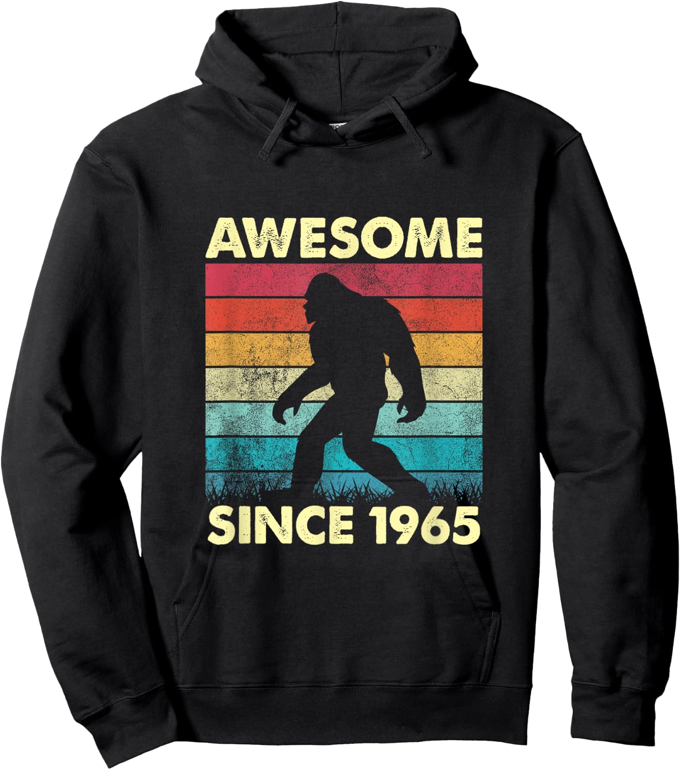 Vintage Bigfoot 59 Years Awesome Since 1965 Birthday Hoodie - Hoodie | Black