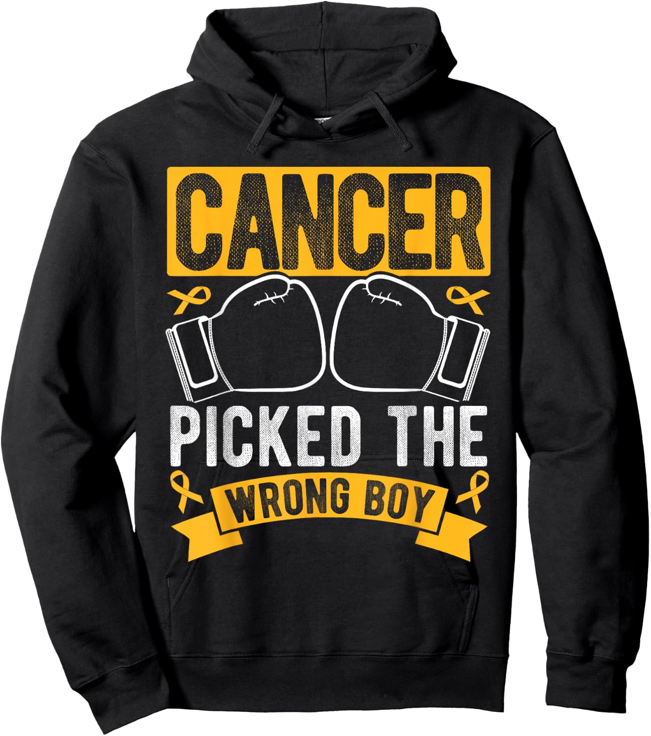 Cancer PICKED THE WRONG BOY Childhood Cancer Awareness Hoodie - Hoodie | Black