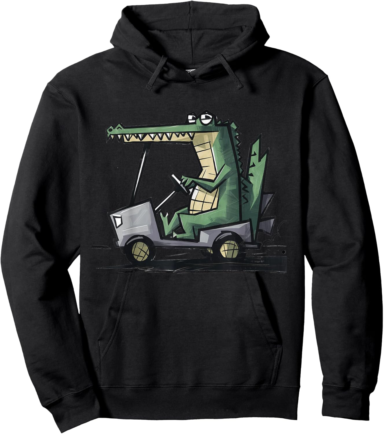 Smileteessports Funny Alligator Driving Golf Cart Golfing Hoodie - Hoodie | Black