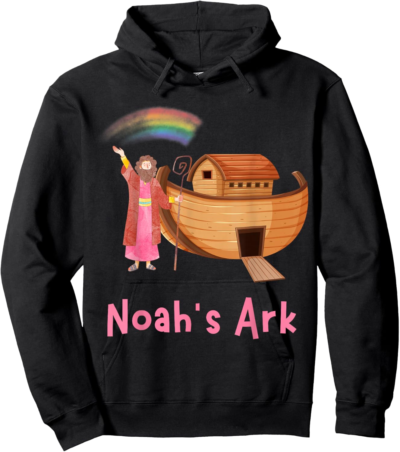 Kids Faith Bible Stories Pink Noah's Ark Girls Toddler Teen Hoodie - Hoodie | Black