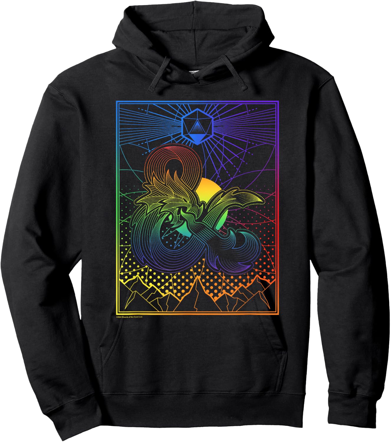 Dungeons & Dragons Geo Dice Rainbow Pride Poster Hoodie - Hoodie | Black