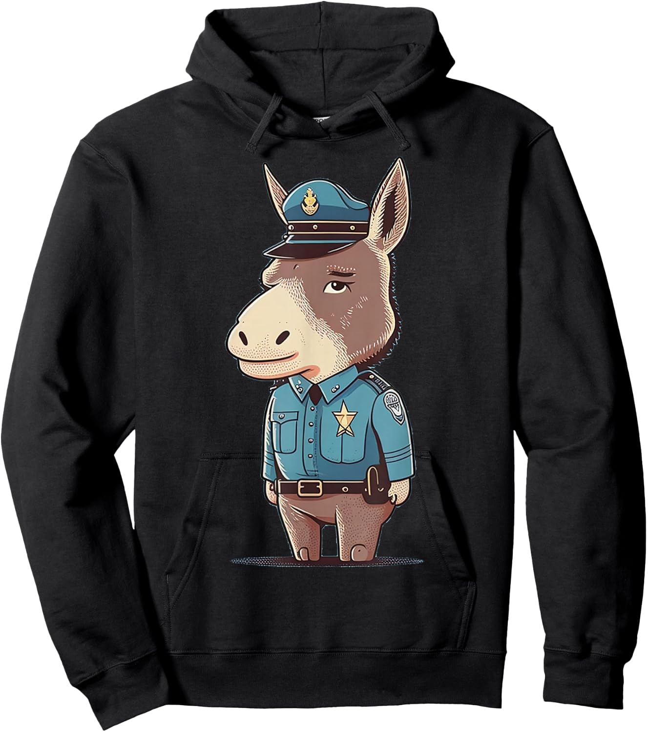 Police Officer Donkey Cop on Police Donkey Hoodie - Hoodie | Black