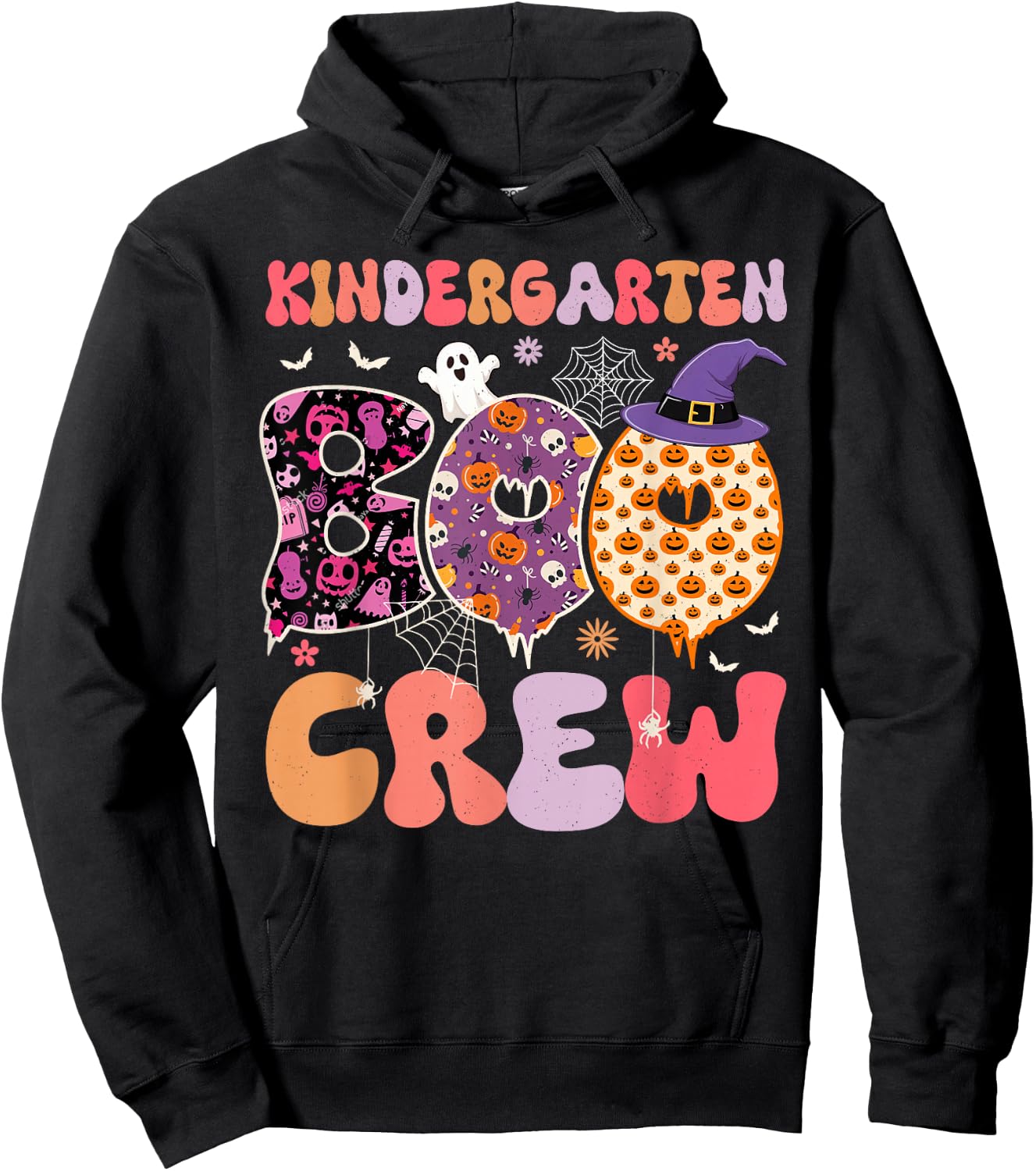 Kindergarten Boo Crew Funny Halloween Spooky Teacher Kids Hoodie - Hoodie | Black