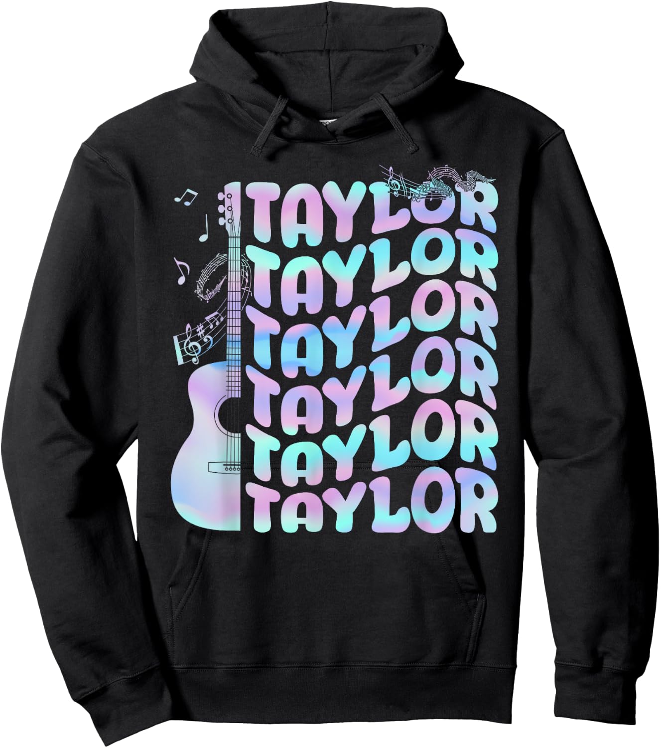 Taylor First Name I Love Taylor Personalized Groovy Tie Dye Hoodie - Hoodie | Black