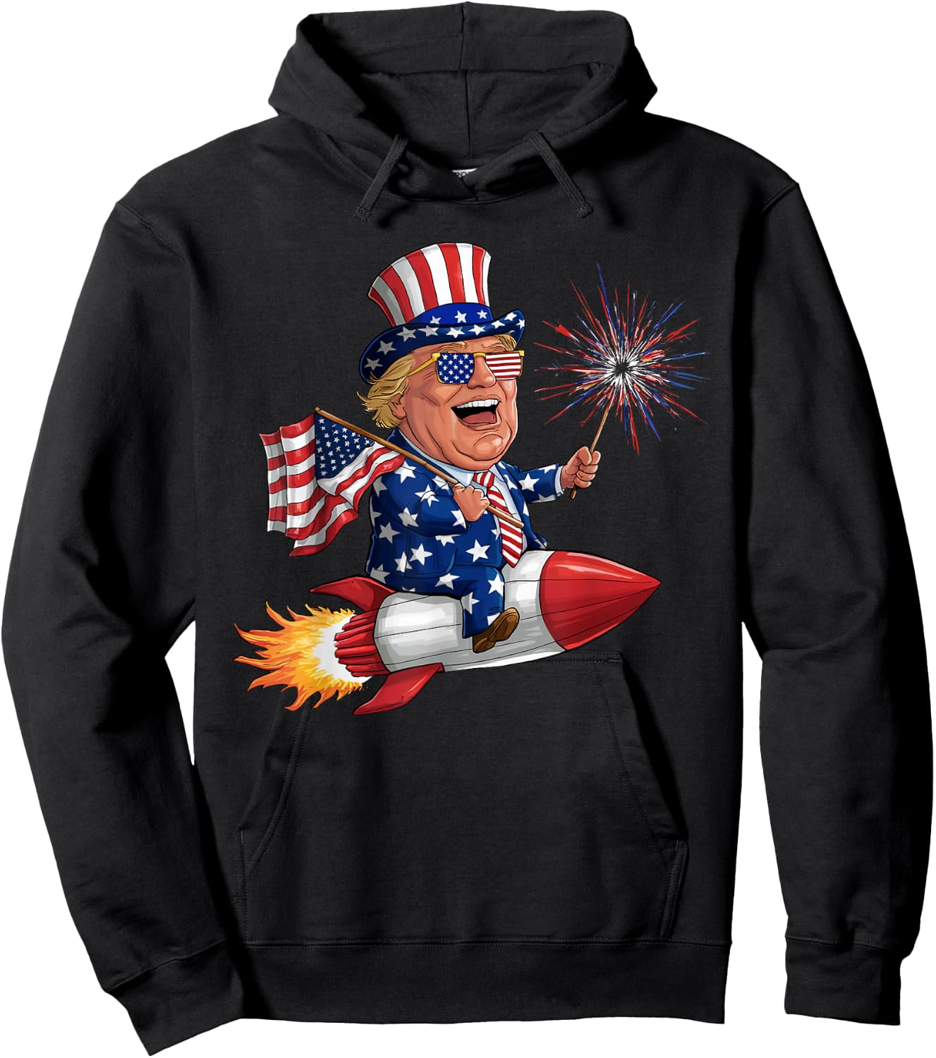Donald Trump 2024 Happy 4th Of July Trump American Flag Women Men Hoodie - Hoodie | Black
