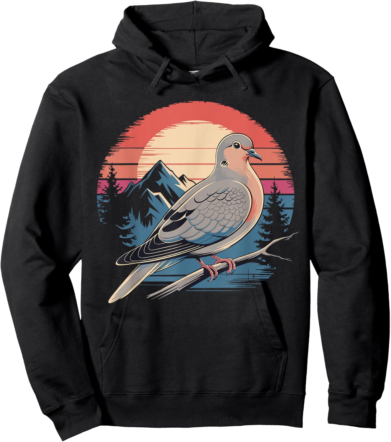 Mourning Dove Bird Lover Vintage Retro Sunset Bird Watching Hoodie - Hoodie | Black