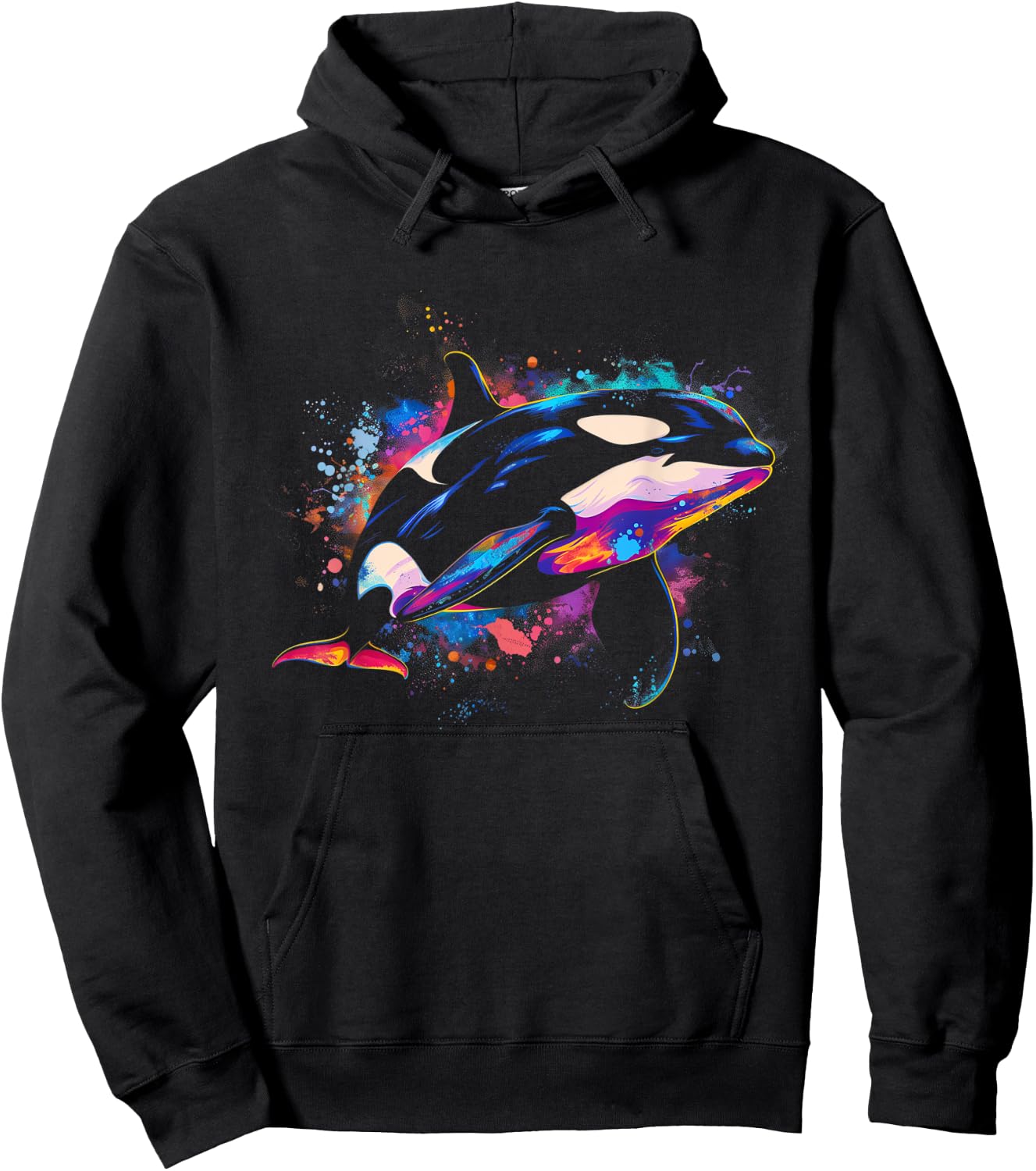 Orca Whale Watercolor Colorful Whale Lover Hoodie - Hoodie | Black