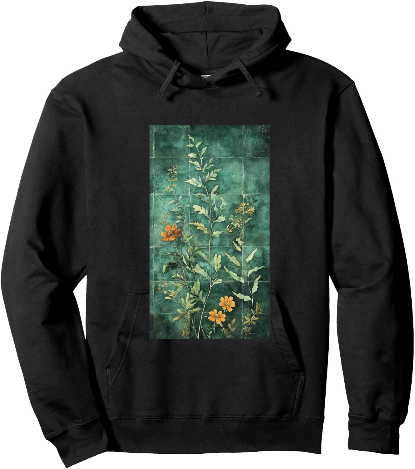 Vibrant Mosaic Tiles Floral Botanical Floral Hoodie - Hoodie | Black