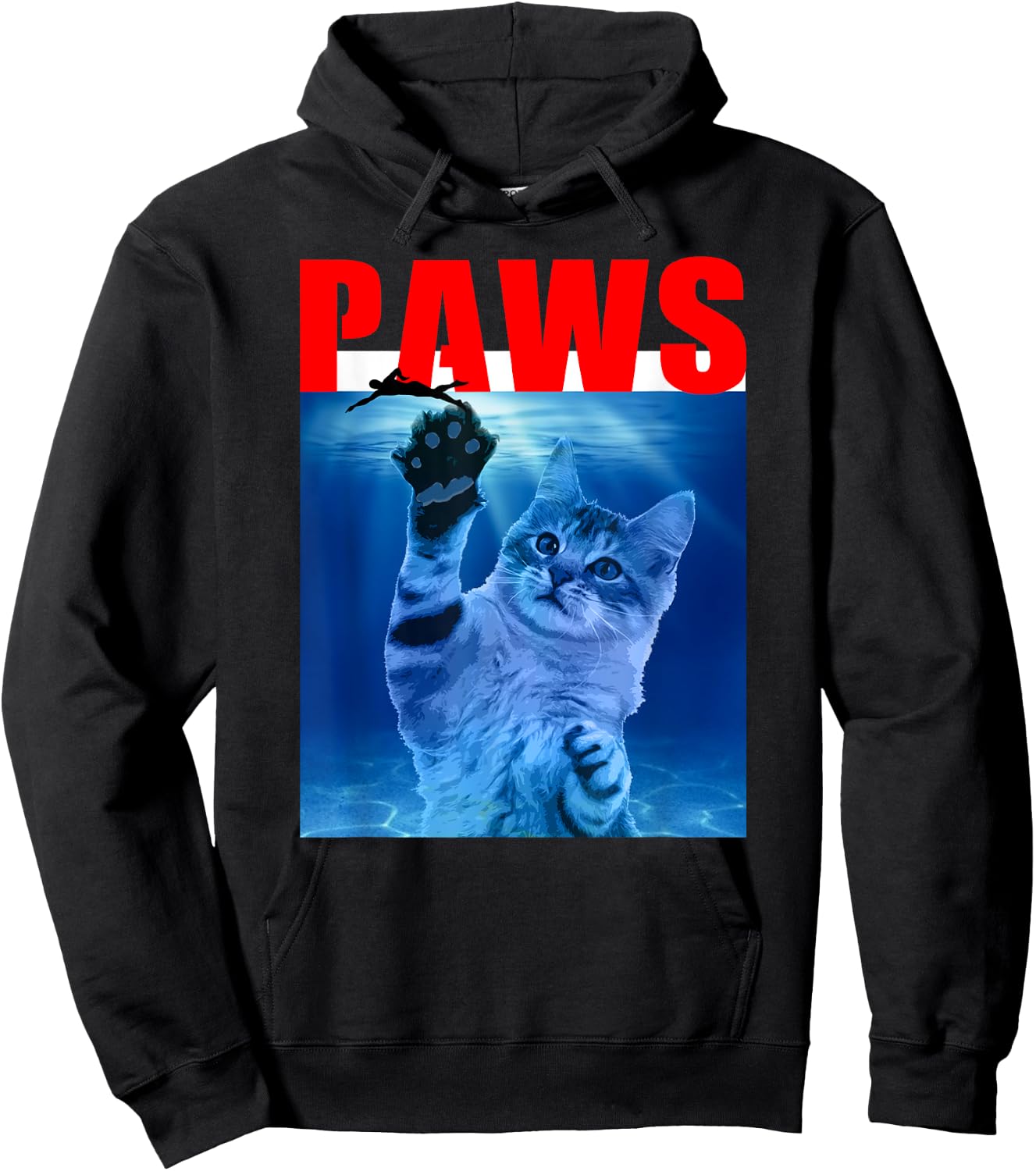 PAWS Funny Cat . Parody For Shark And Cat Lovers Hoodie - Hoodie | Black