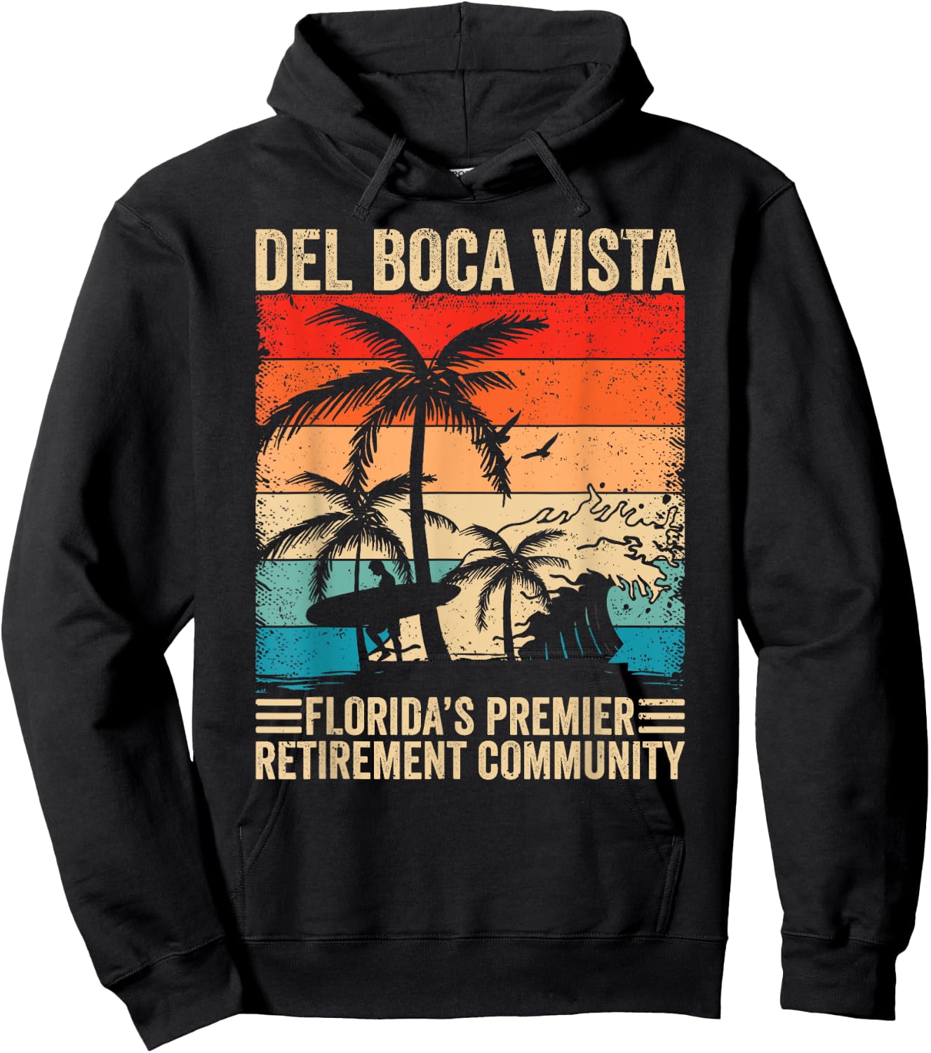 Funny Novelty Design Del Boca Vista Retirement Hoodie - Hoodie | Black