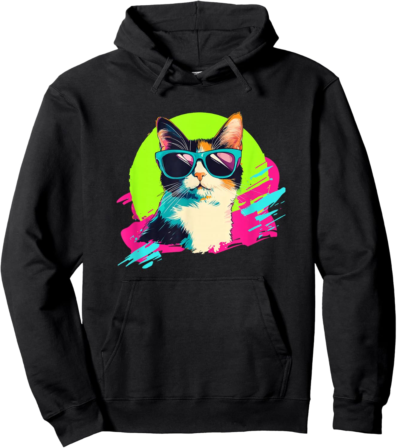 Kid Kitty Retro Vintage 80s 90s Calico Cat Lover Hoodie - Hoodie | Black