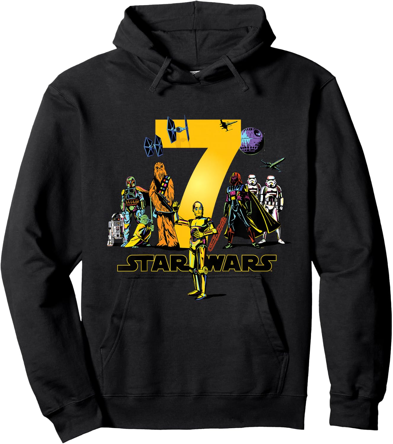 Star Wars Classic Characters Seventh Birthday 7 Years Old Hoodie - Hoodie | Black
