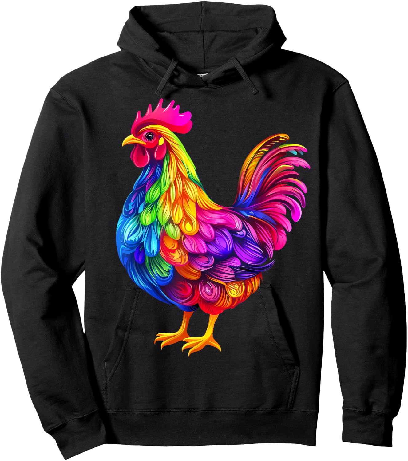 Colorful Chicken Farm Animal Lover Women Black Hoodie - Hoodie | Black