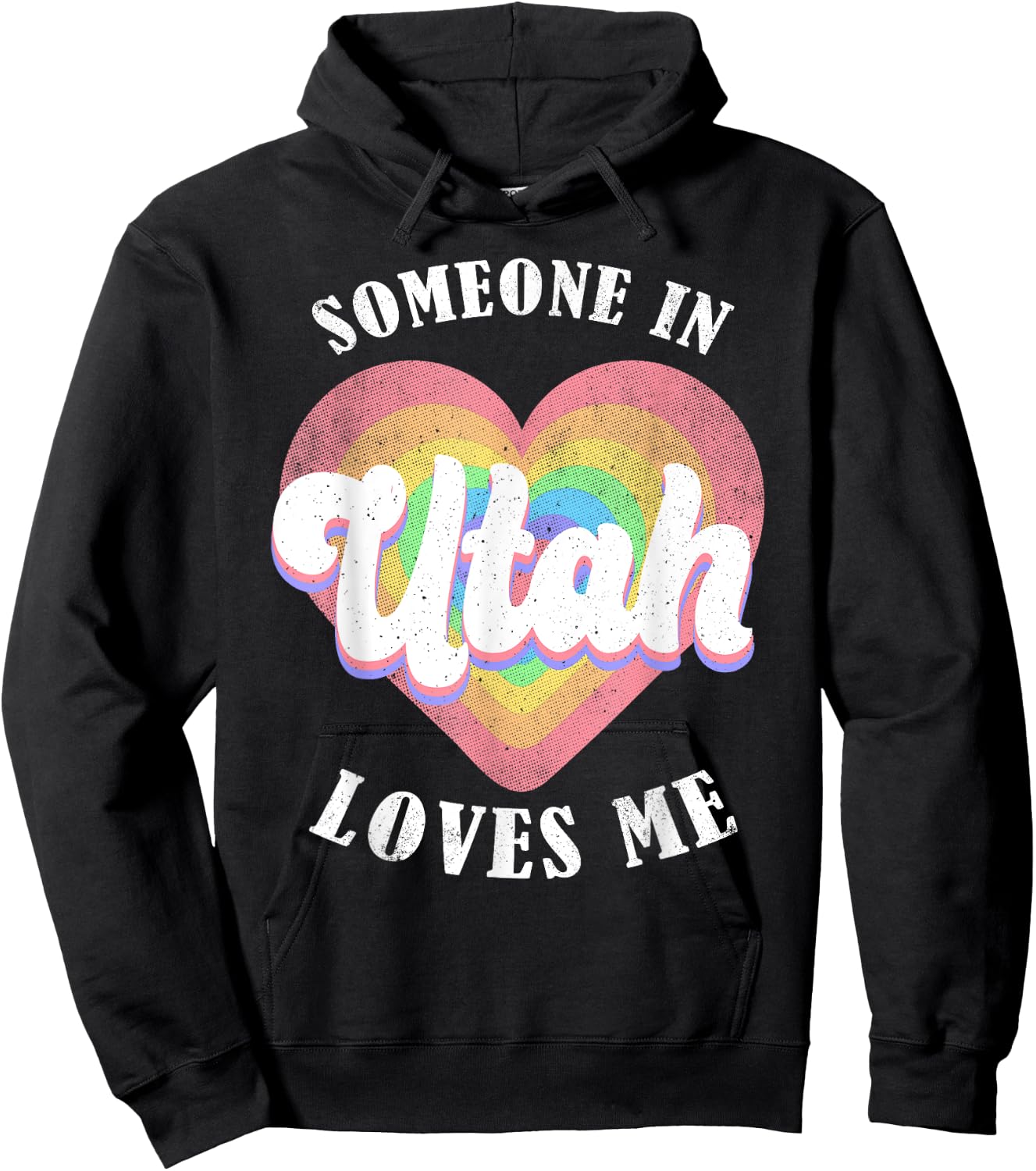 Someone In Utah Loves Me Heart Retro Groovy Hoodie - Hoodie | Black