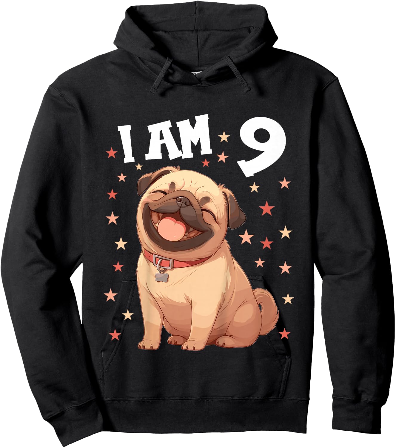Kids 9 Years old 9th birthday Pugs Pug Hoodie - Hoodie | Black