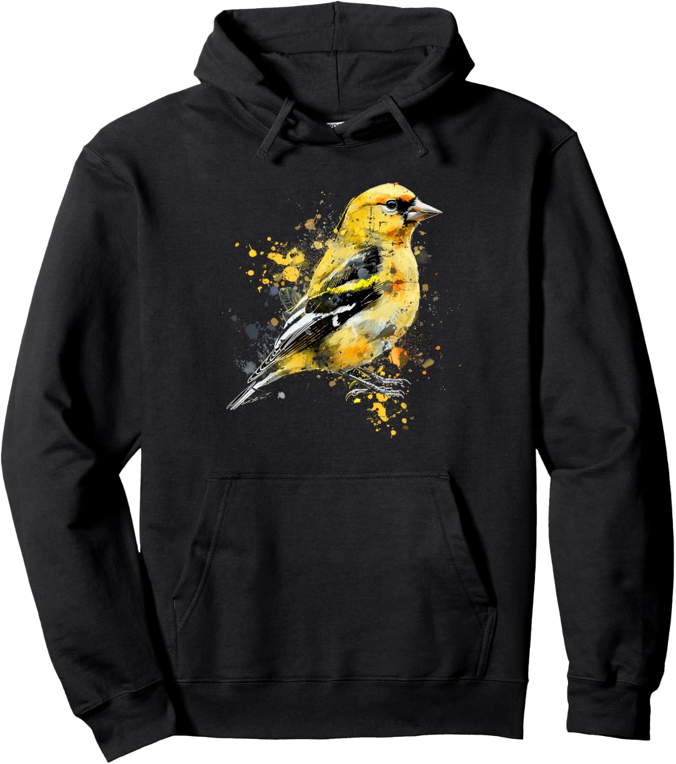American Goldfinch Watercolor, Birdwatching Hoodie - Hoodie | Black