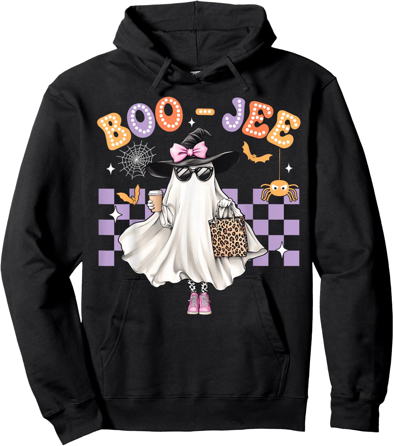 Spooky Season Cute Ghost Funny Halloween Boujee Boo-Jee Hoodie - Hoodie | Black
