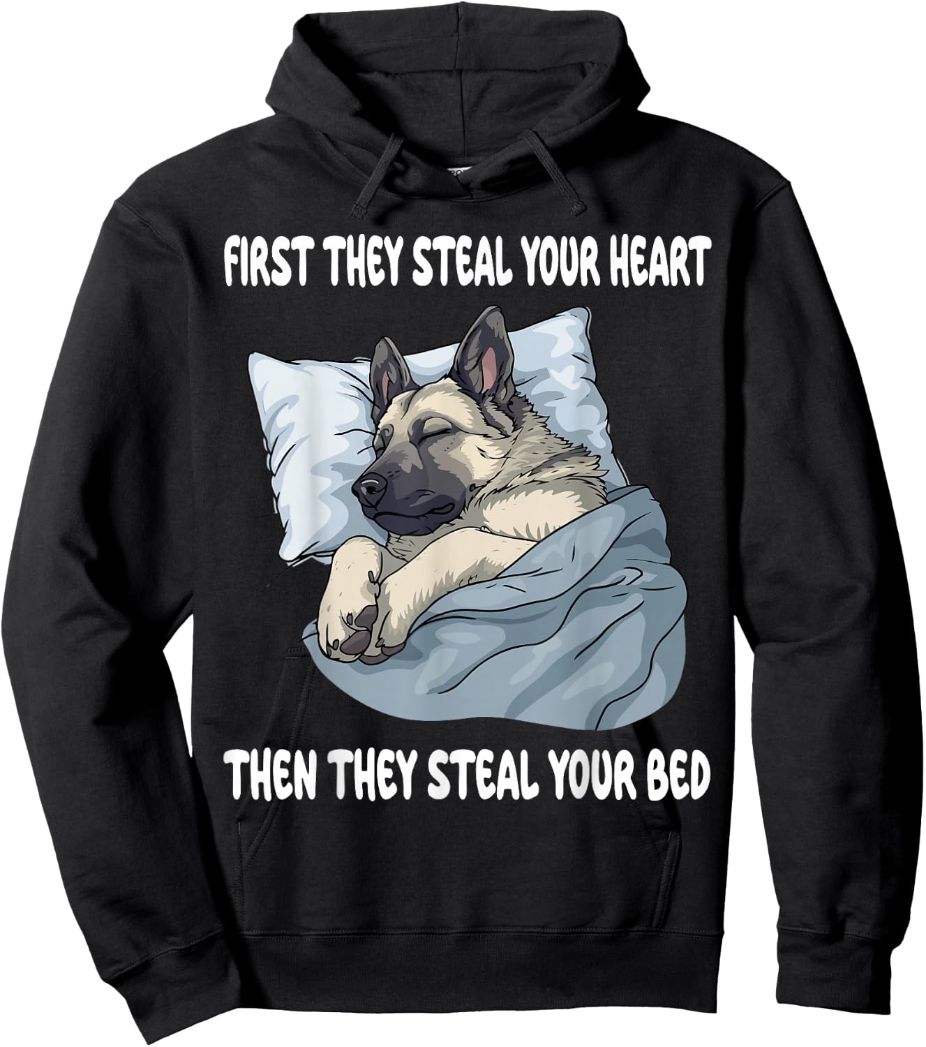Norwegian Elkhound Sleeping Pajamas Nightgown Hoodie - Hoodie | Black