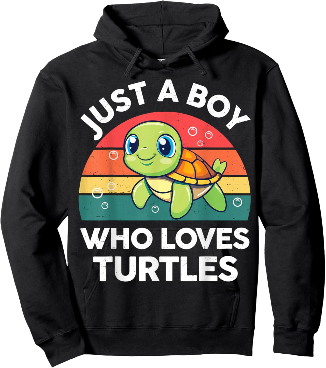 Turtle Just A Boy Who Loves Turtles Cute Toddler Kids Hoodie - Hoodie | Black