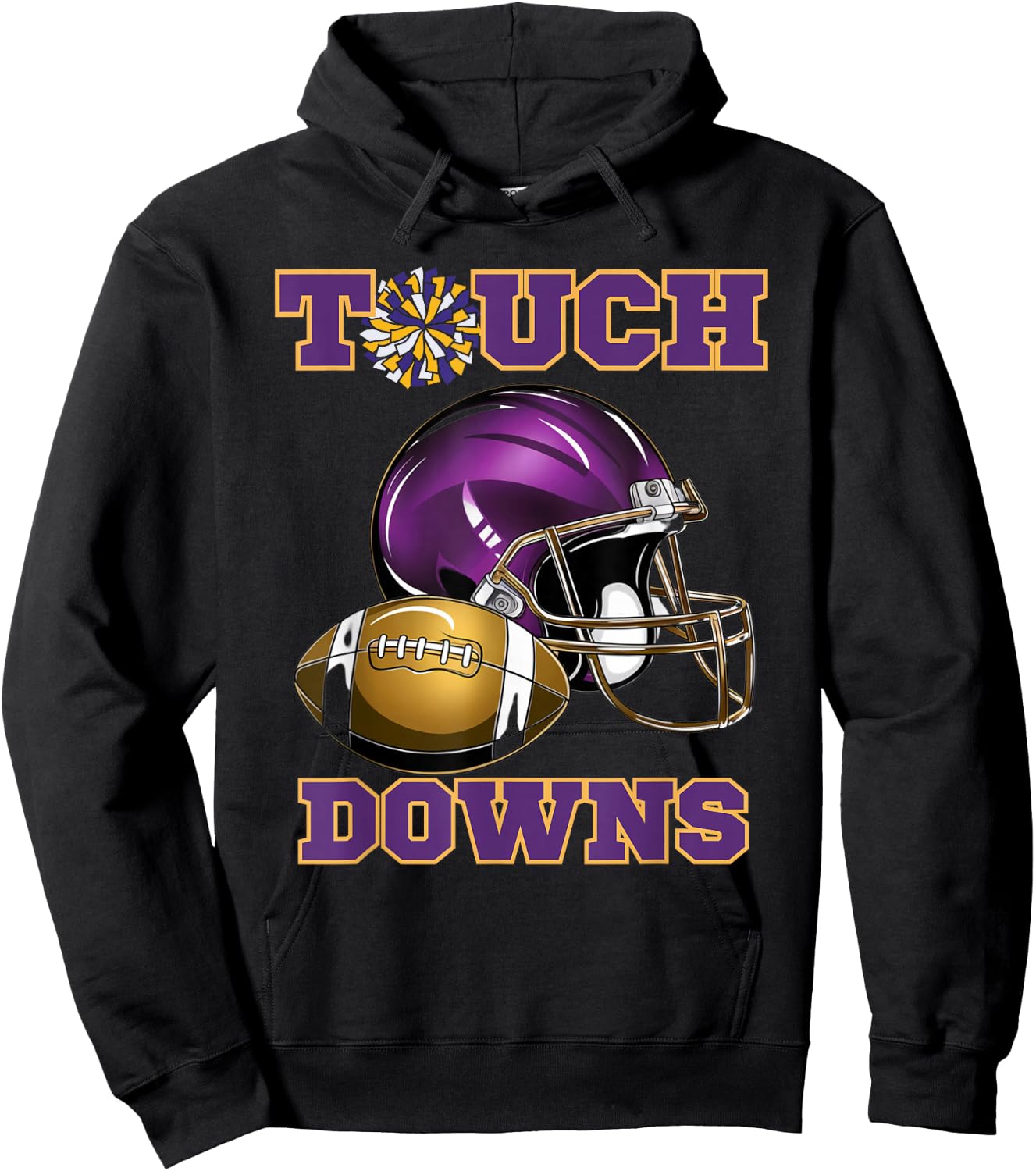 Purple And Gold Football Game Touchdown High School Matching Hoodie - Hoodie | Black