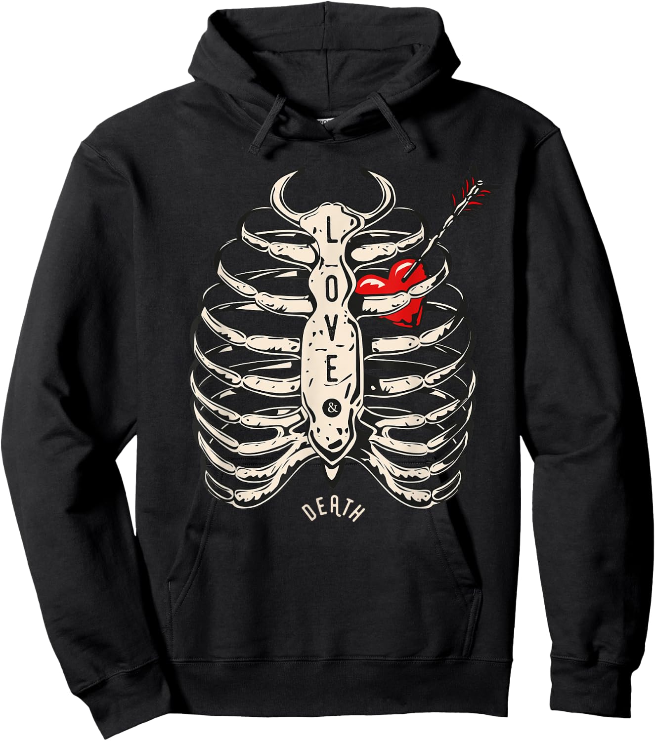 Skeleton Heart Rib Cage Shirt X-Ray Funny Halloween Hoodie - Hoodie | Black