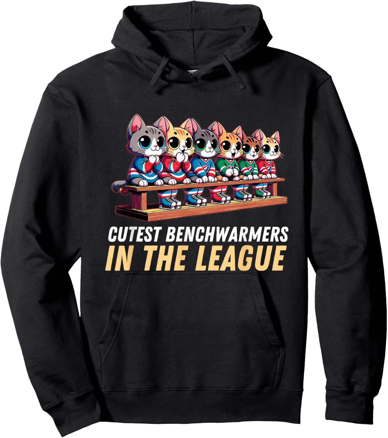 Cutest Benchwarmers in the League: Kitten Lineup Hockey Hoodie - Hoodie | Black