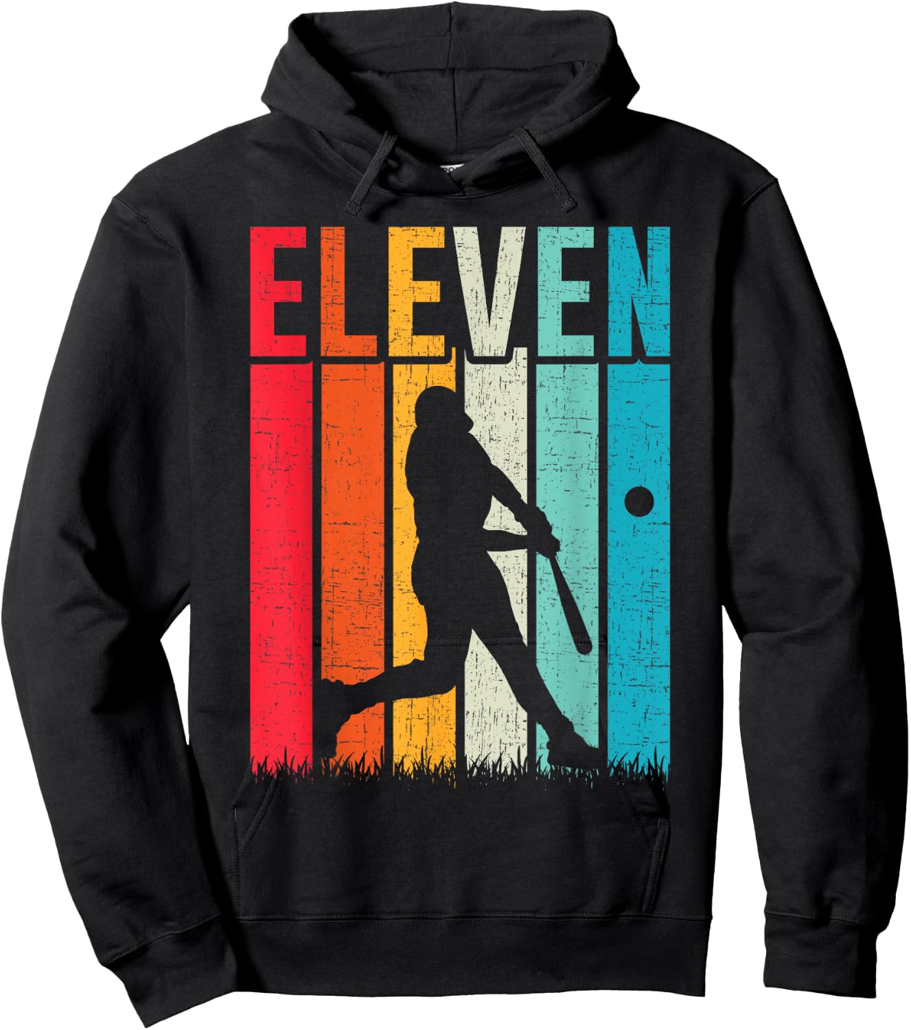 11th Birthday Retro Baseball 11 Years Old Boy Girl Hoodie - Hoodie | Black