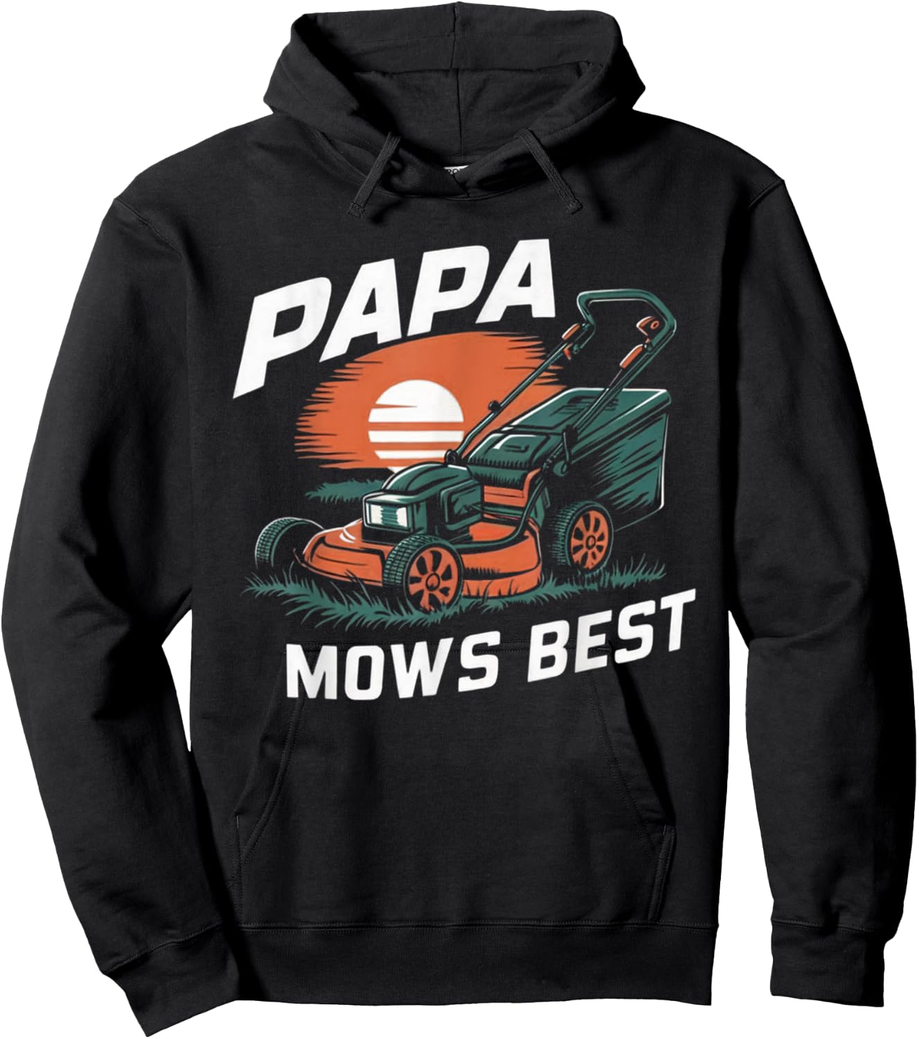 Papa Mows Best Funny Lawn Mower Dad Grandpa Hoodie - Hoodie | Black