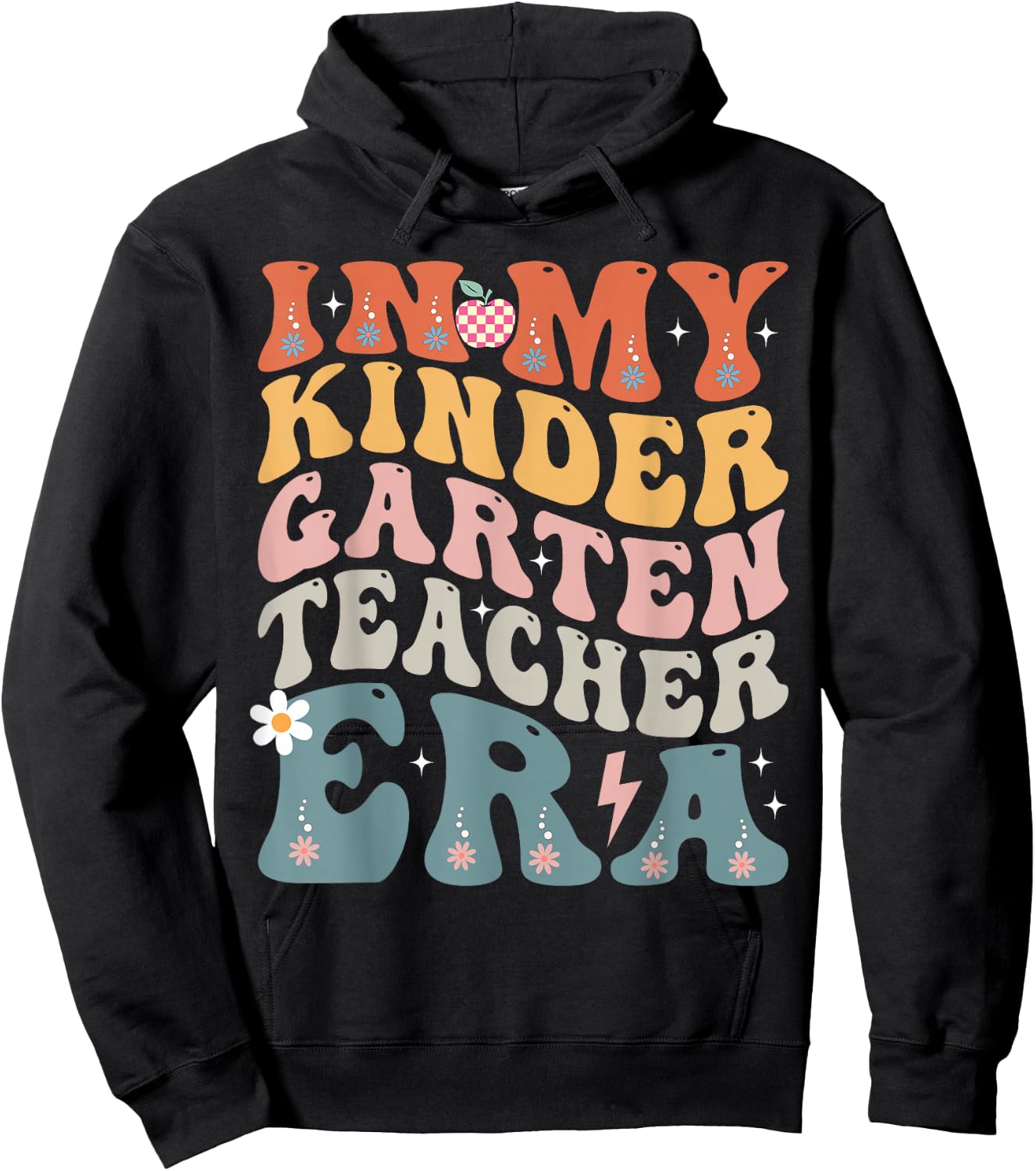In My Kindergarten Teacher Era Groovy Back To School Kinder Women Girls Kids Hoodie - Hoodie | Black