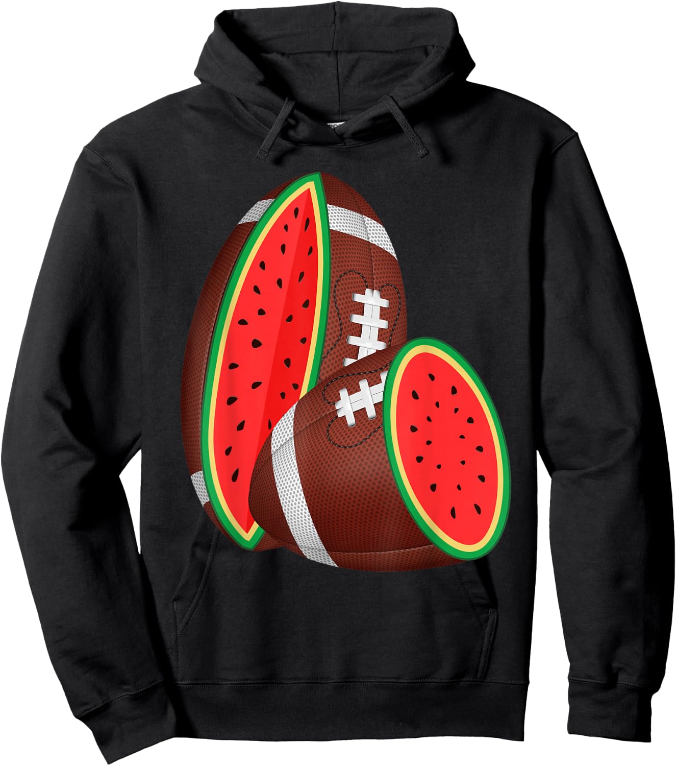 Funny Watermelon Football Ball Tropical Melon Summer Vibes Men Women Kids Hoodie - Hoodie | Black