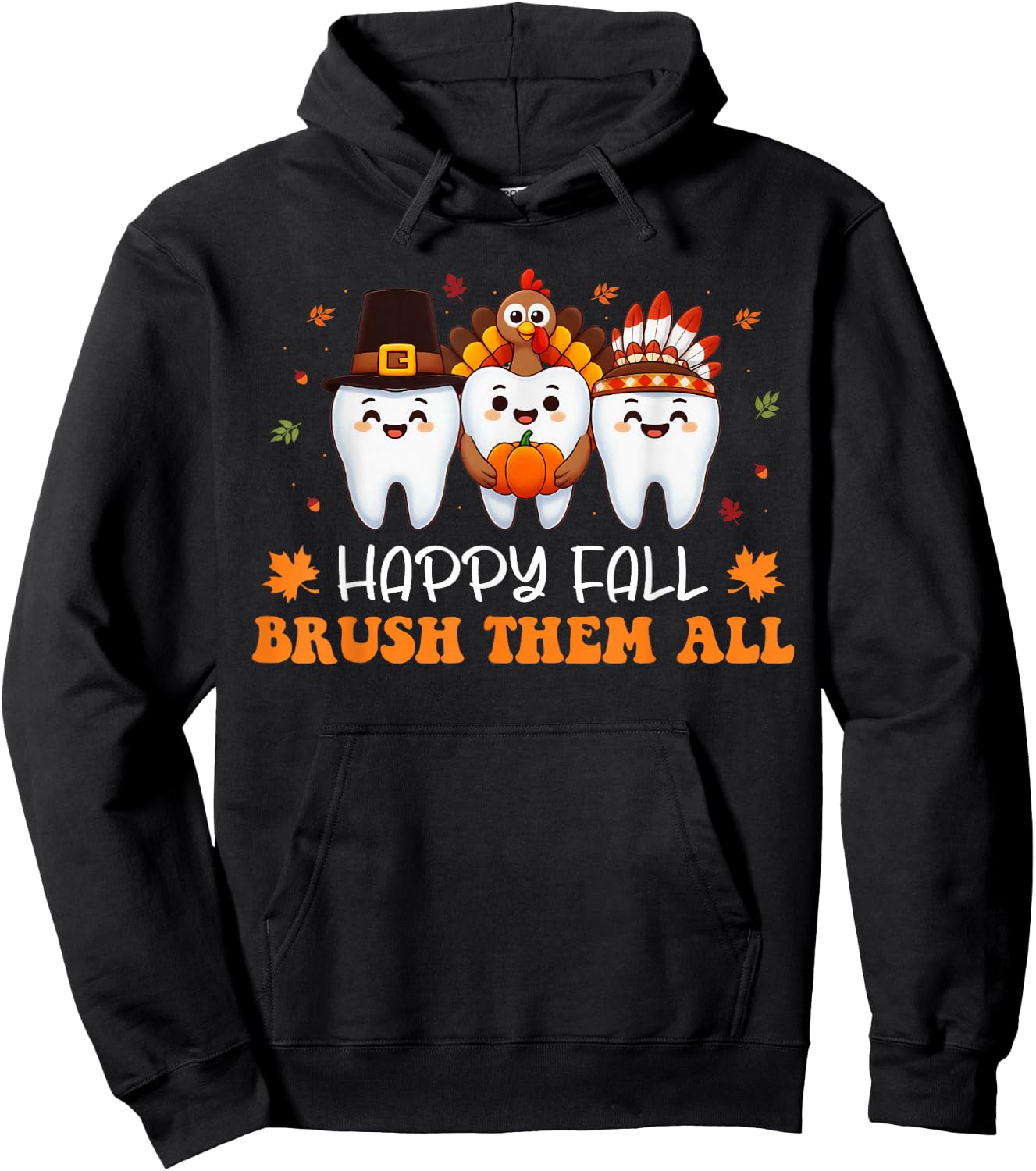 Pumpkin Tooth Dentist Fall Cute Dental Thanksgiving Dentist Hoodie - Hoodie | Black