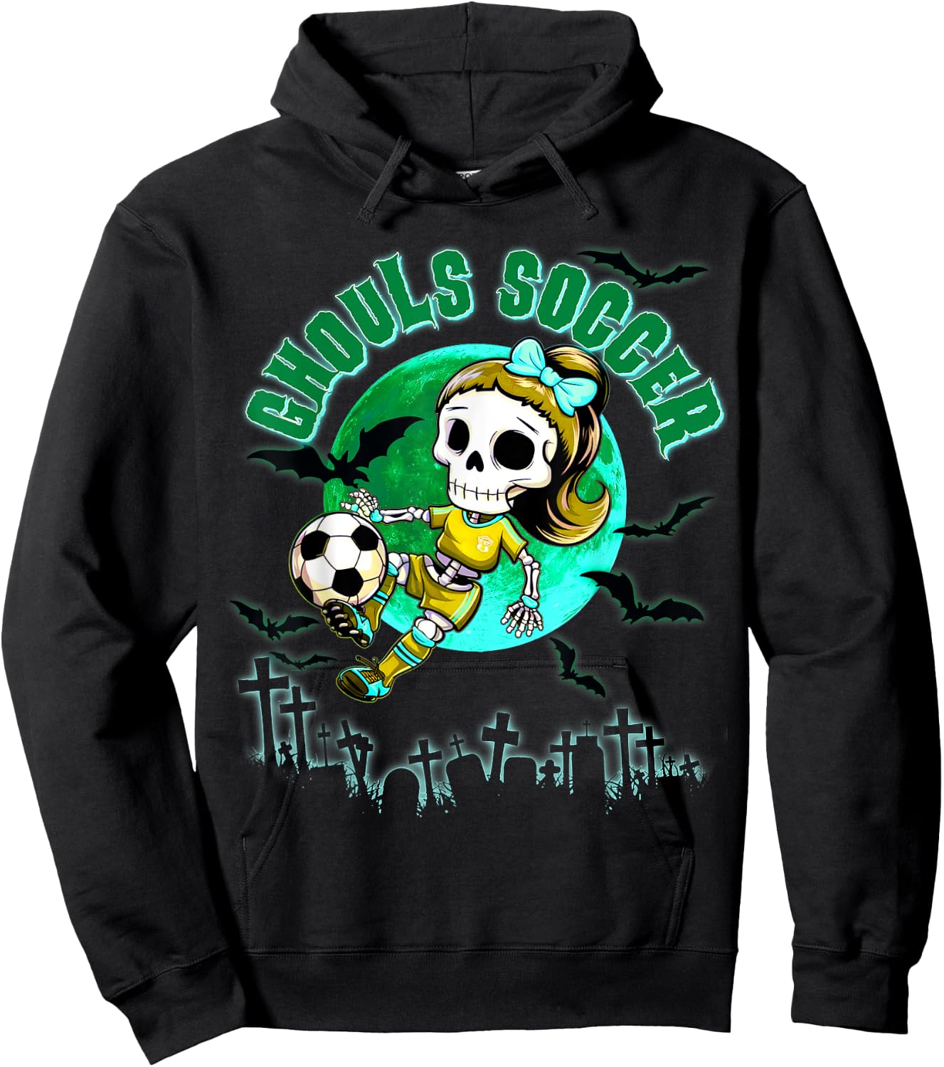 Soccer Ghoul Halloween for Girls & Teens October Spooky Hoodie - Hoodie | Black