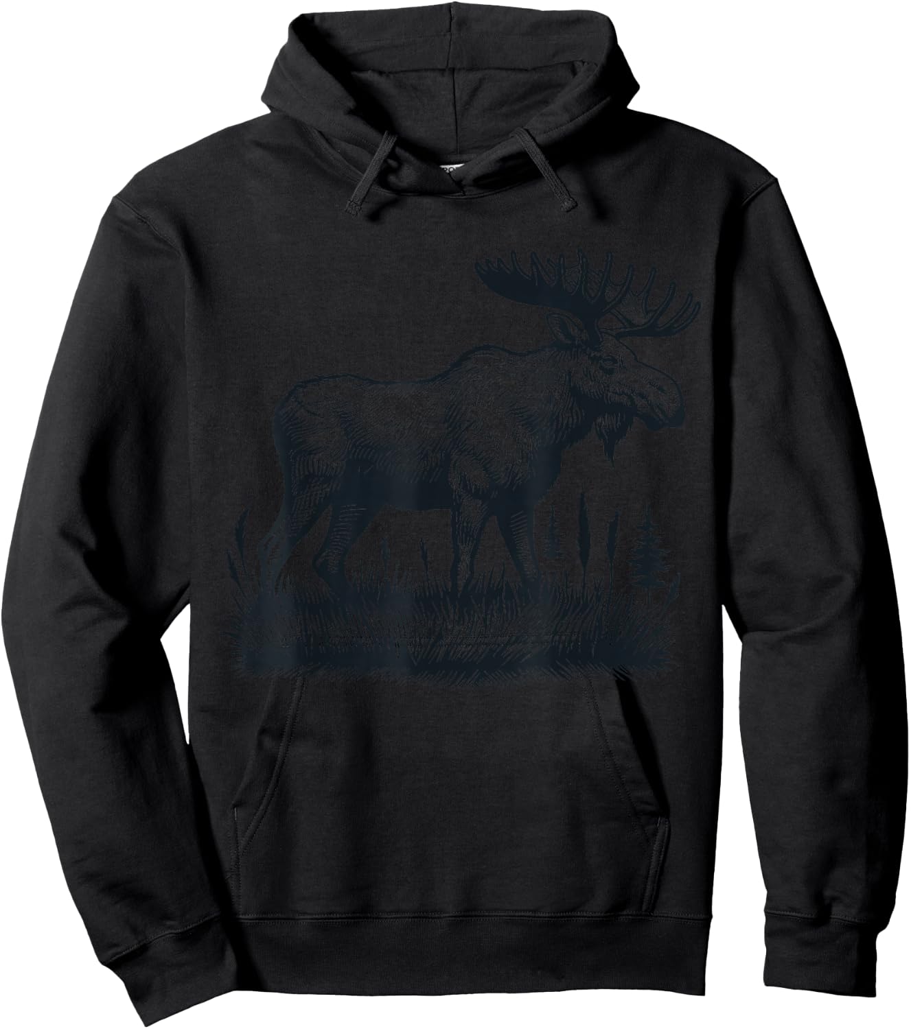 Moose Vintage Animal Moose Hoodie - Hoodie | Black