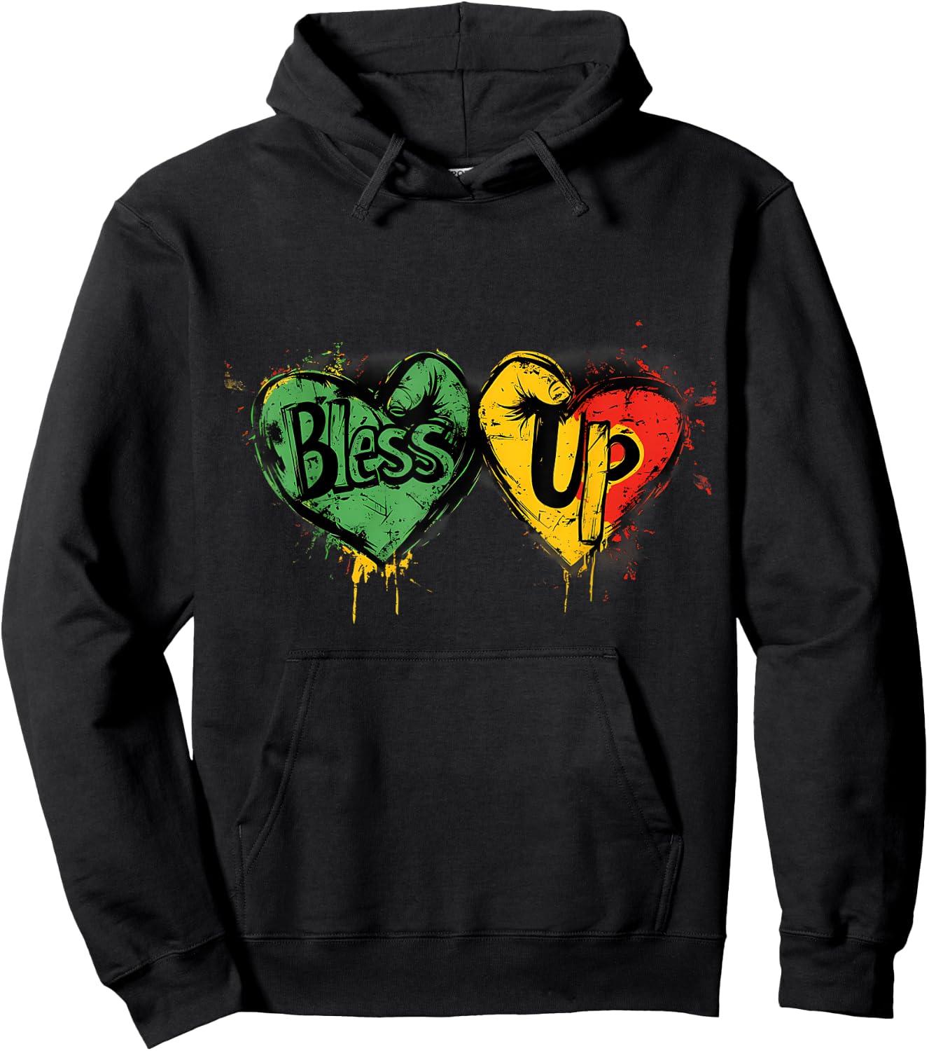 Rasta Reggae Music Jah Bless Up Rastafari Hand Heart Hoodie - Hoodie | Black