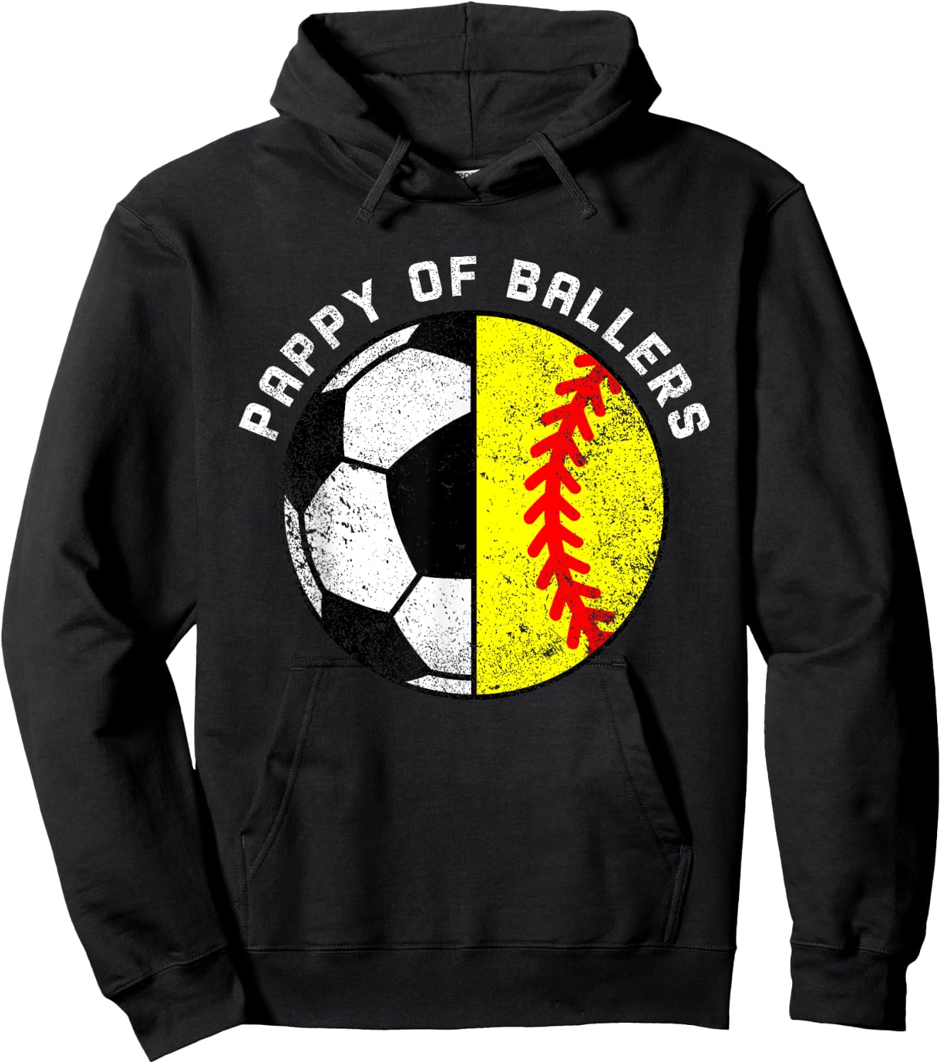 Pappy Of Ballers Funny Soccer Softball Pappy Hoodie - Hoodie | Black