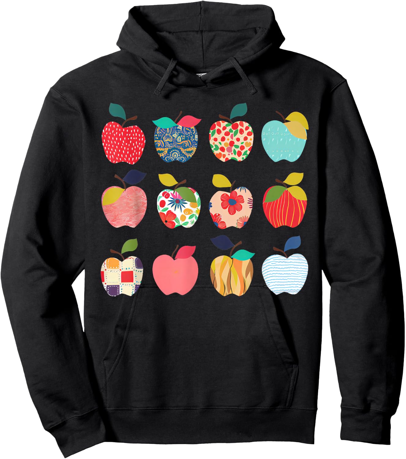 Funny Art Apples Back to School for Teacher Student Hoodie - Hoodie | Black