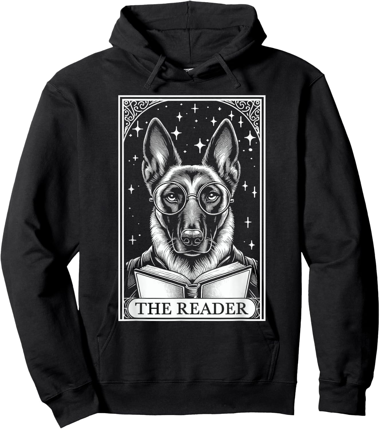 Tarot Card Vintage Belgian Malinois Book Lover The Reader Hoodie - Hoodie | Black
