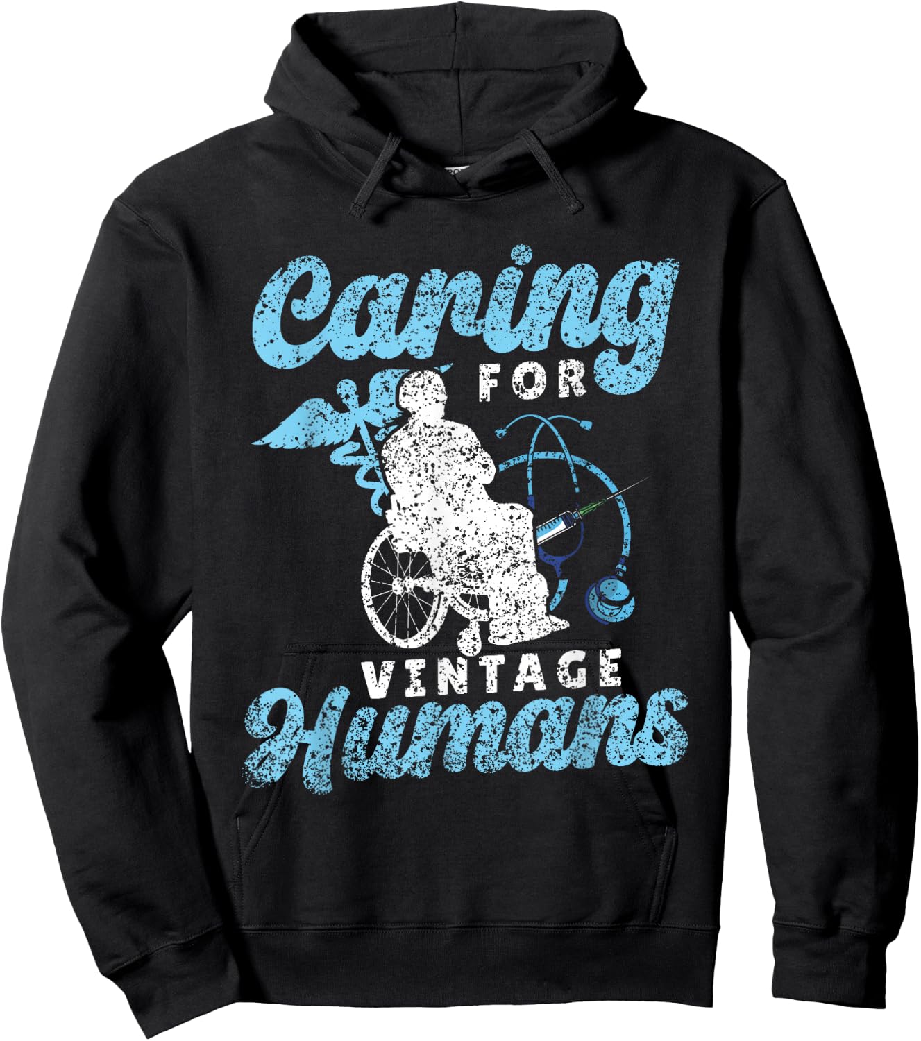 Caring For Vintage Humans Nursing Nurses Geriatric Nurse Hoodie - Hoodie | Black